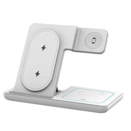 30W 3 in 1 Foldable Night LED Light Wireless Charger Stand For iPhone Samsung Apple Watch 2-8 SE Airpods Fast Charging Holder